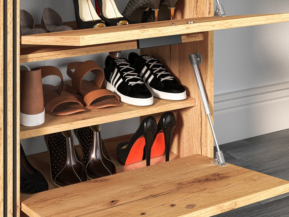 Schuhschrank – VASCO – Moderner Schuhturm mit Holzoptik