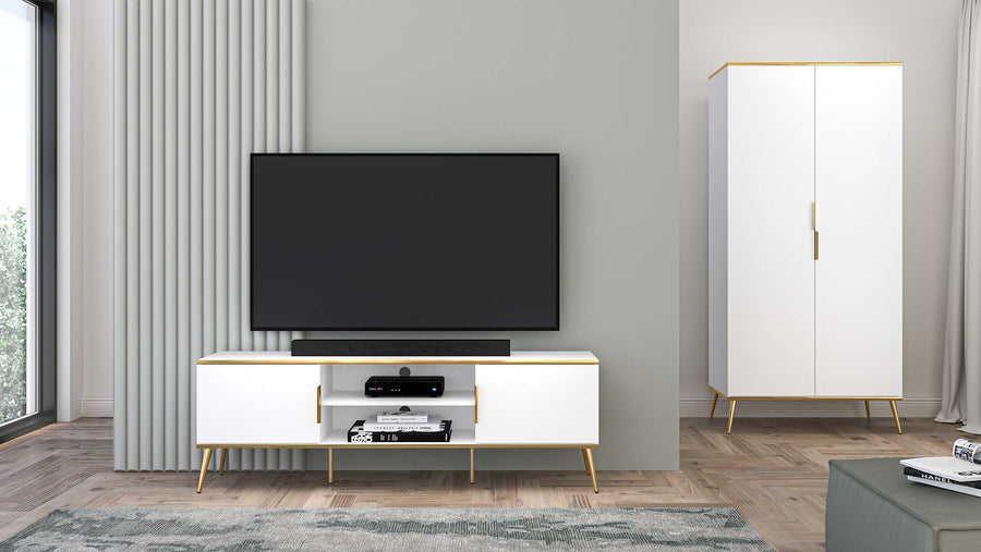 TV-Lowboard – VITERBO 06 – Moderner TV-Lowboard in Weiß Matt