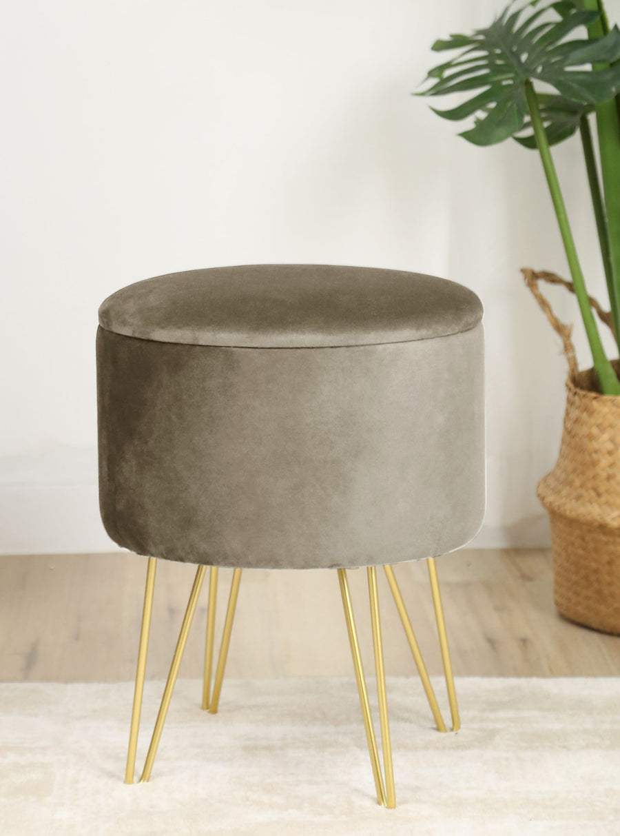 Sitzhocker – LILI – Elegante Samtpouf mit Stauraum und Deckel