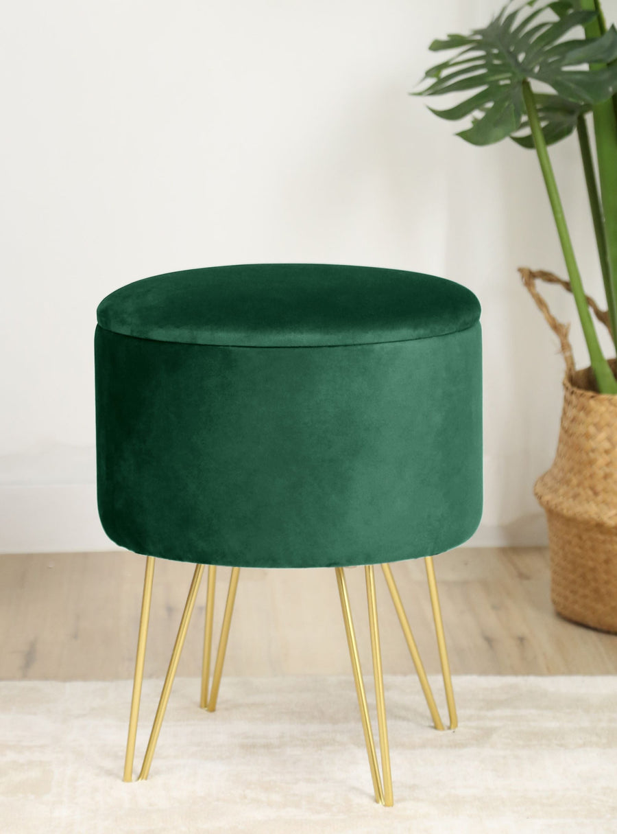 Sitzhocker – LILI – Elegante Samtpouf mit Stauraum und Deckel