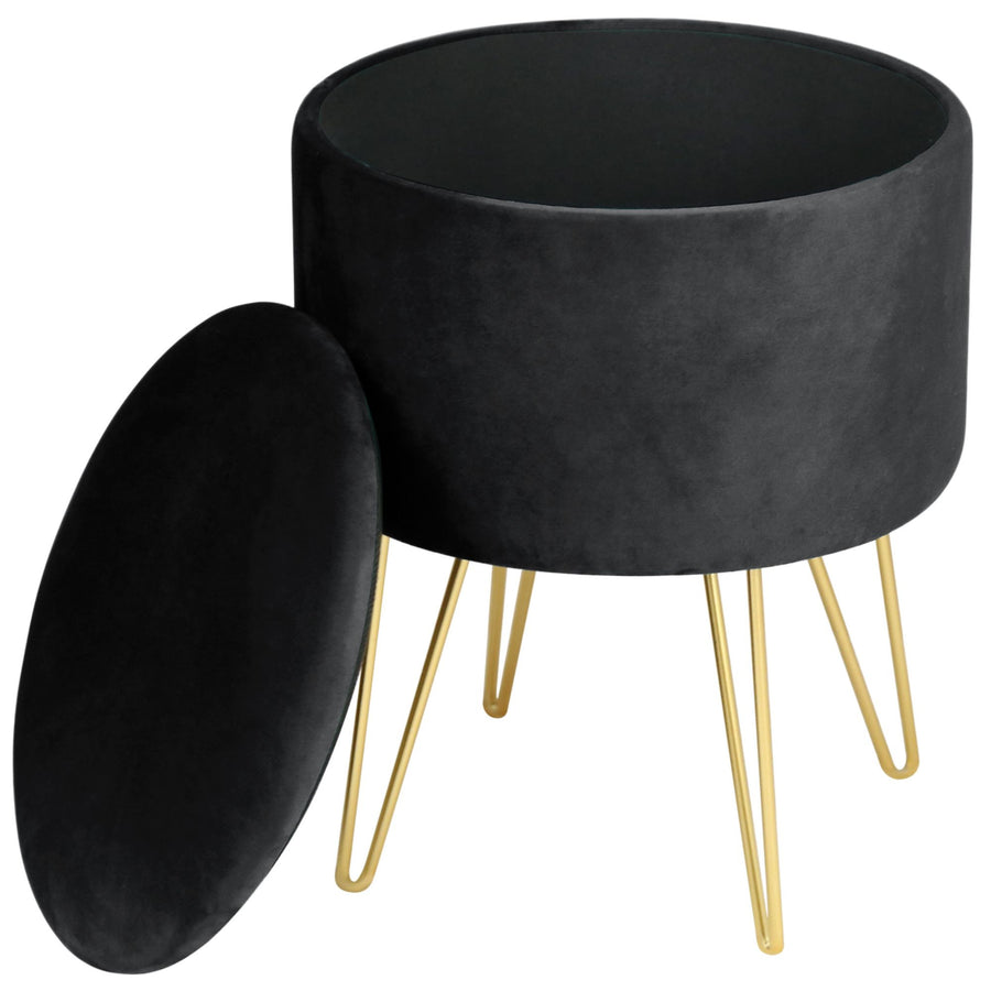 Sitzhocker – LILI – Elegante Samtpouf mit Stauraum und Deckel