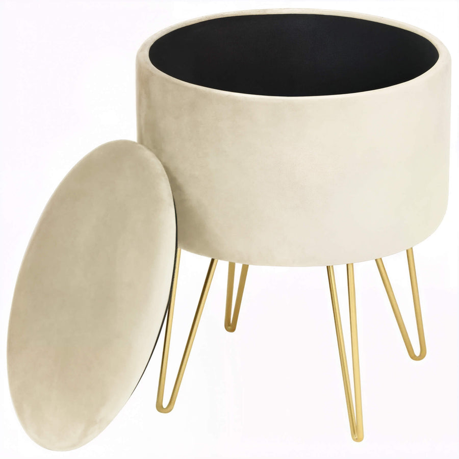 Sitzhocker – LILI – Elegante Samtpouf mit Stauraum und Deckel