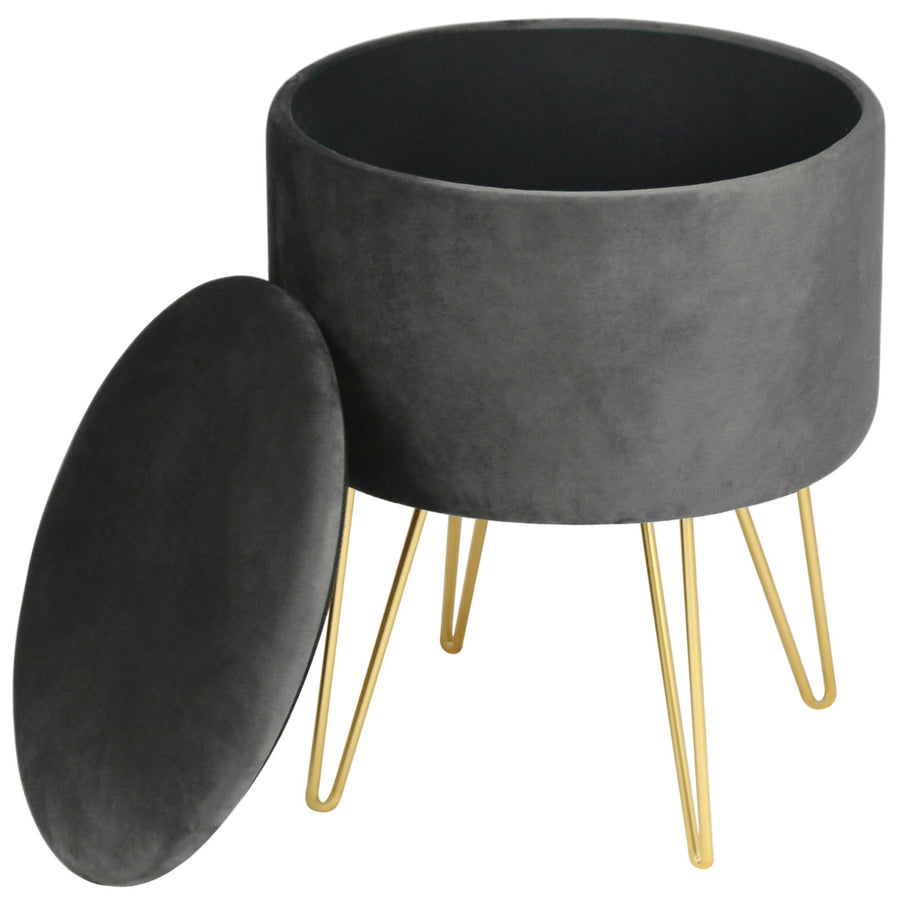 Sitzhocker – LILI – Elegante Samtpouf mit Stauraum und Deckel