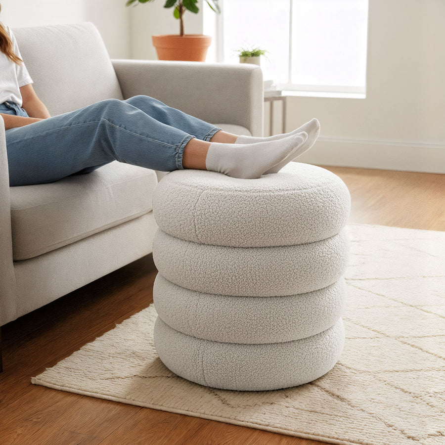 Sitzhocker – SNUGGO – Weicher Teddy Hocker mit Stauraum im modernen Design