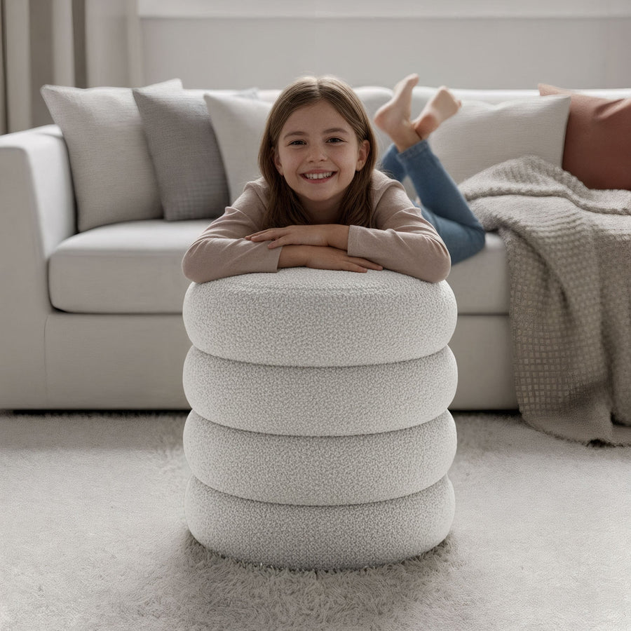 Sitzhocker – SNUGGO – Weicher Teddy Hocker mit Stauraum im modernen Design