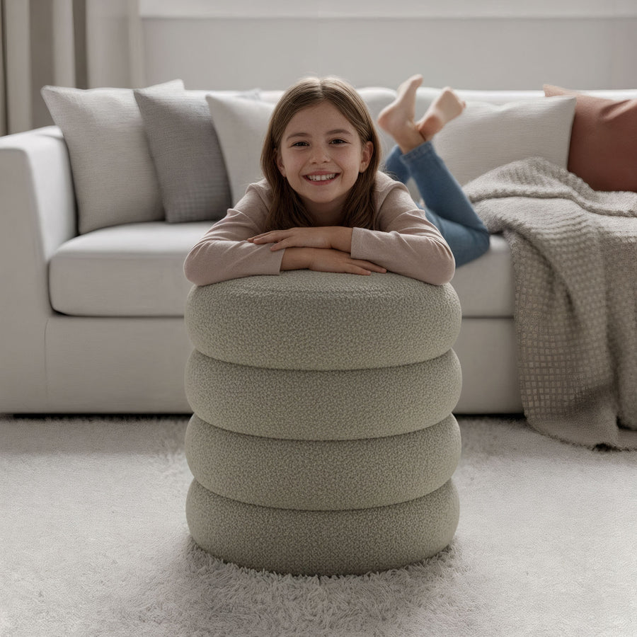 Sitzhocker – SNUGGO – Weicher Teddy Hocker mit Stauraum im modernen Design