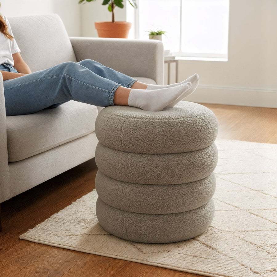 Sitzhocker – SNUGGO – Weicher Teddy Hocker mit Stauraum im modernen Design