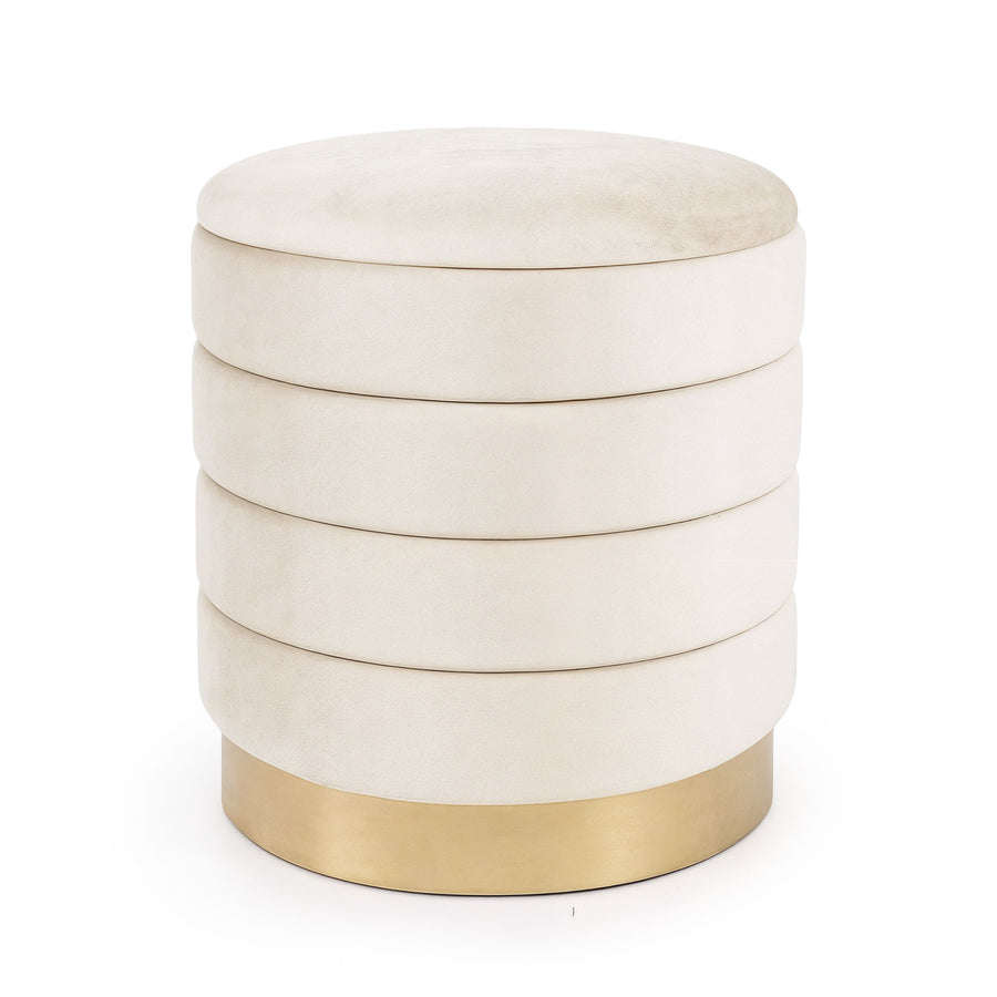 Sitzhocker – LUNA – Eleganter Samthocker mit praktischem Stauraum