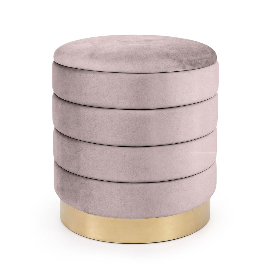 Sitzhocker – LUNA – Eleganter Samthocker mit praktischem Stauraum