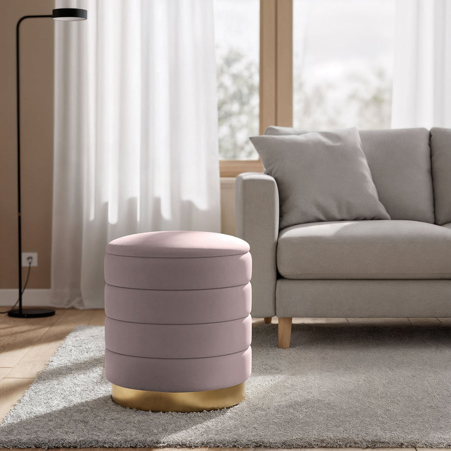 Sitzhocker – LUNA – Eleganter Samthocker mit praktischem Stauraum