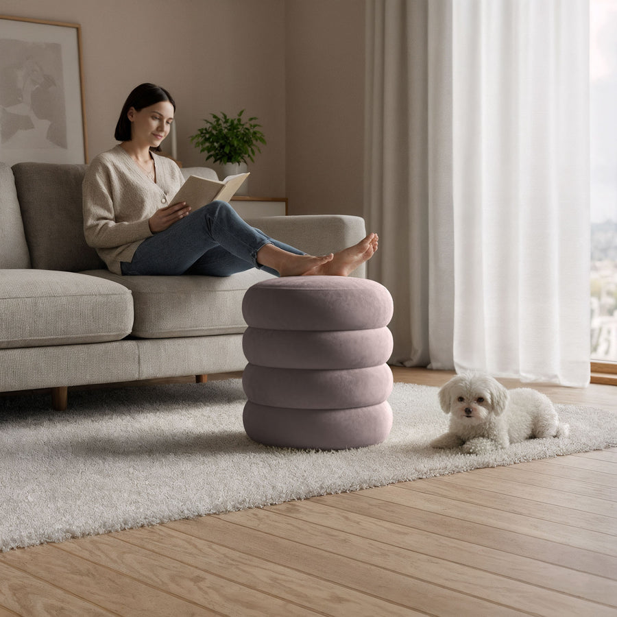 Sitzhocker – SNUGGO – Eleganter Samthocker mit Stauraum im modernen Design