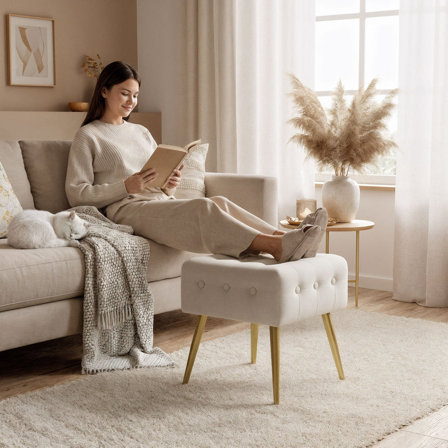 Sitzhocker  – QUADRA – Eleganter Sitzhocker im modernen Glamour Stil