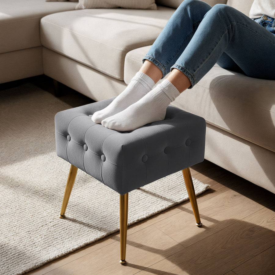 Sitzhocker  – QUADRA – Eleganter Sitzhocker im modernen Glamour Stil