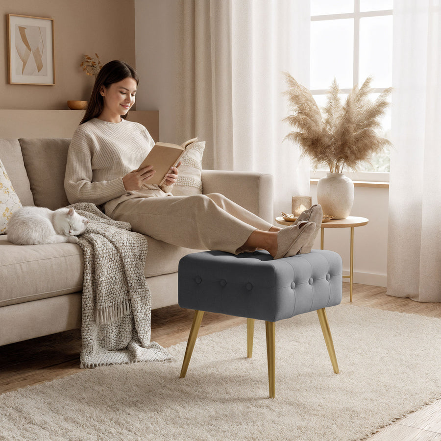 Sitzhocker  – QUADRA – Eleganter Sitzhocker im modernen Glamour Stil