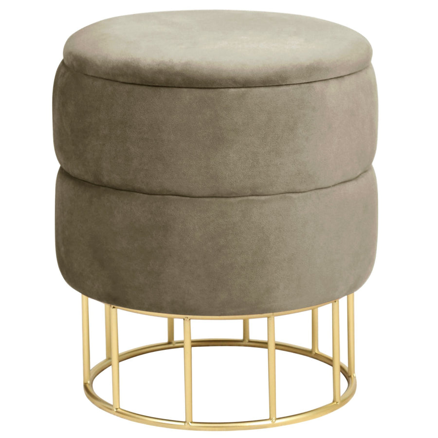 Sitzhocker – ELZA – Eleganter Samt Sitzhocker mit praktischem Stauraum