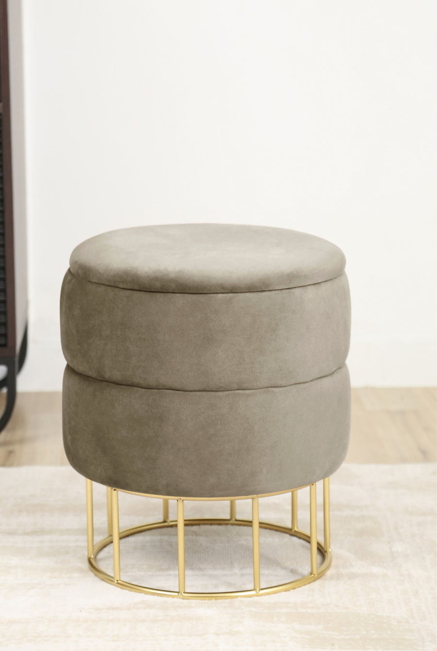 Sitzhocker – ELZA – Eleganter Samt Sitzhocker mit praktischem Stauraum