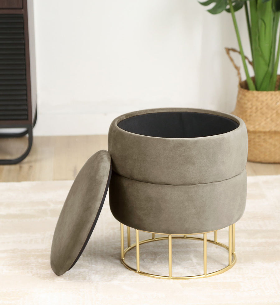 Sitzhocker – ELZA – Eleganter Samt Sitzhocker mit praktischem Stauraum