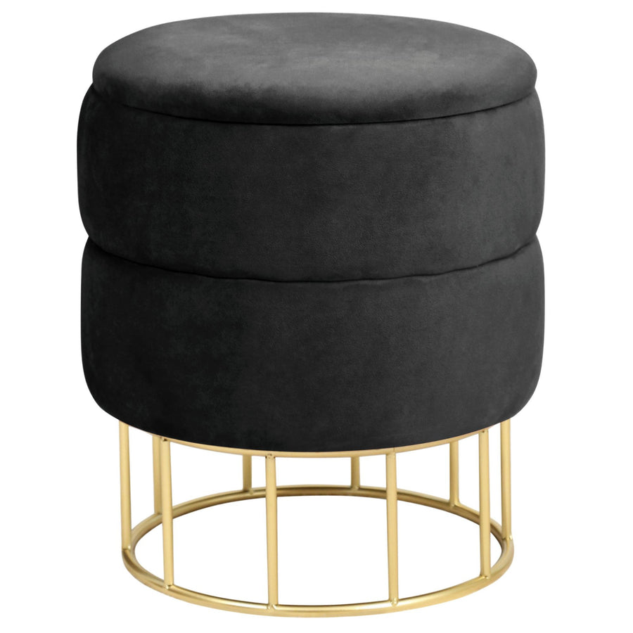 Sitzhocker – ELZA – Eleganter Samt Sitzhocker mit praktischem Stauraum