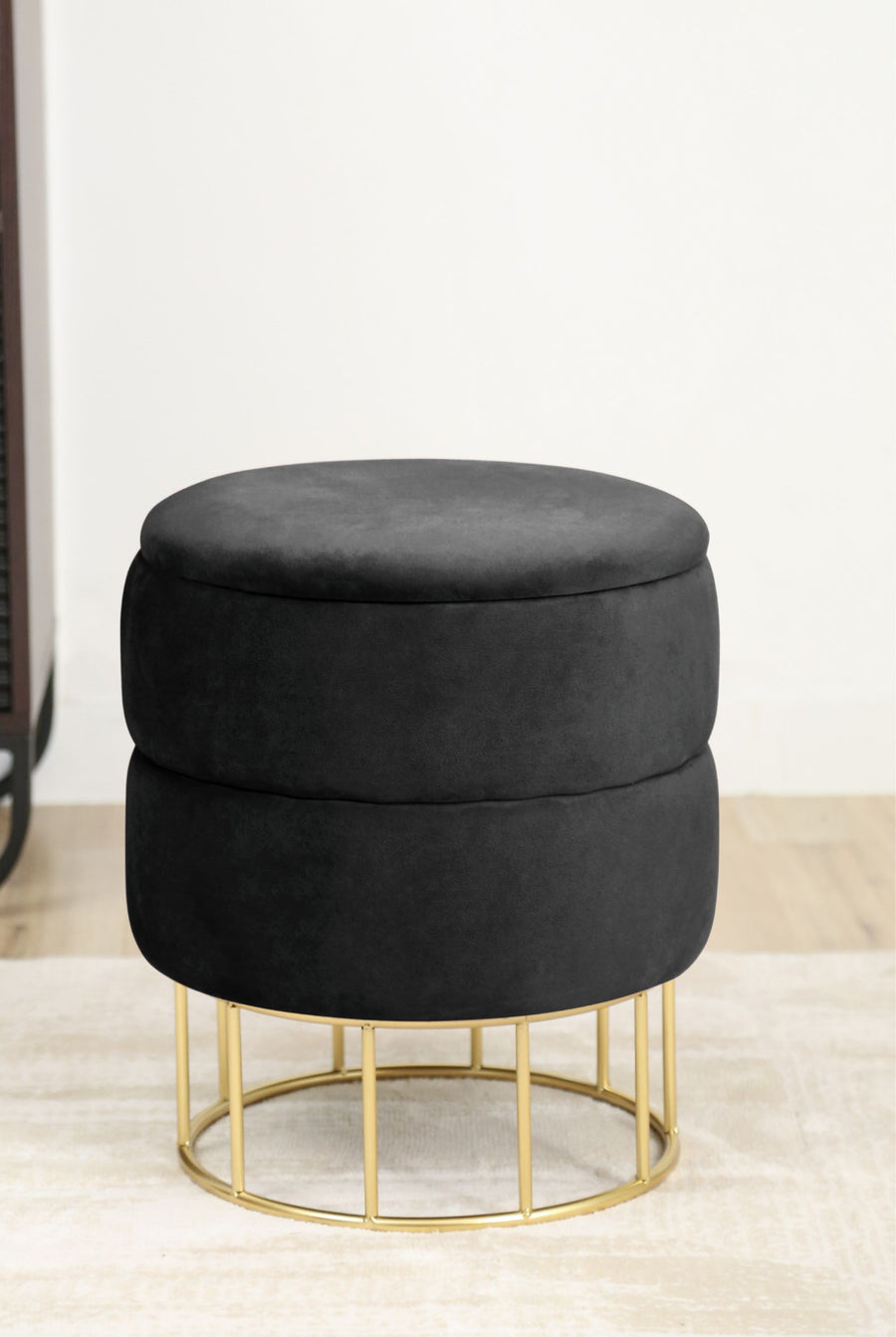 Sitzhocker – ELZA – Eleganter Samt Sitzhocker mit praktischem Stauraum