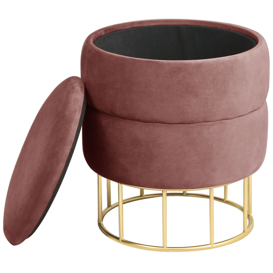 Sitzhocker – ELZA – Eleganter Samt Sitzhocker mit praktischem Stauraum
