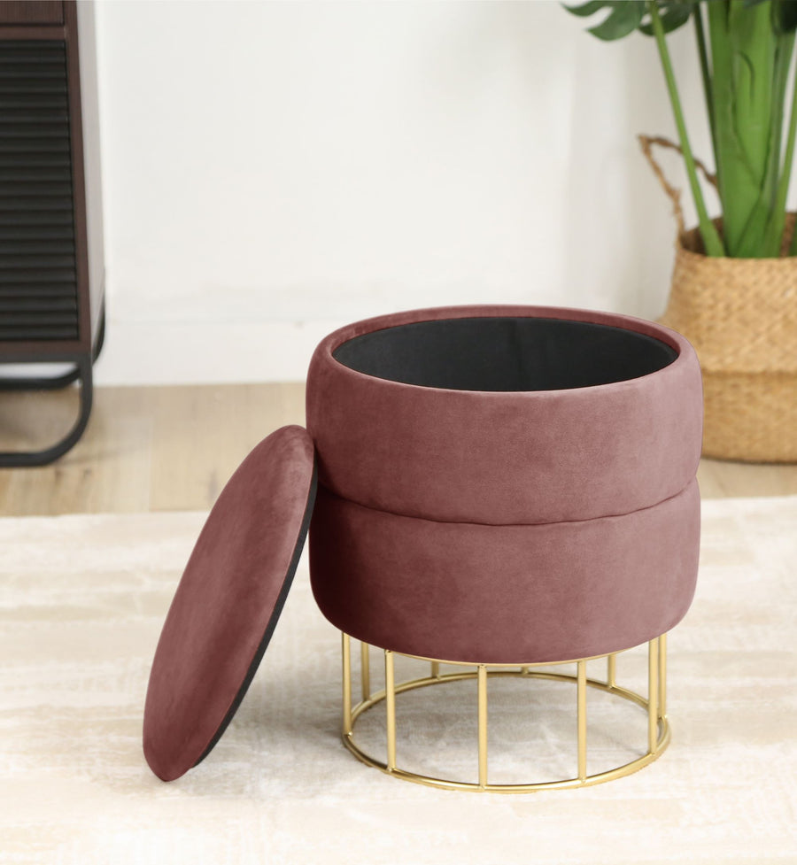 Sitzhocker – ELZA – Eleganter Samt Sitzhocker mit praktischem Stauraum