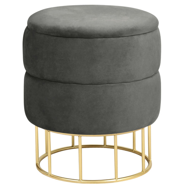 Sitzhocker – ELZA – Eleganter Samt Sitzhocker mit praktischem Stauraum