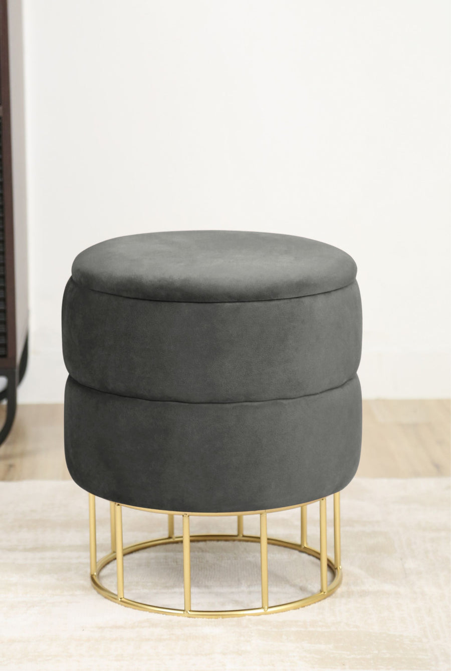 Sitzhocker – ELZA – Eleganter Samt Sitzhocker mit praktischem Stauraum