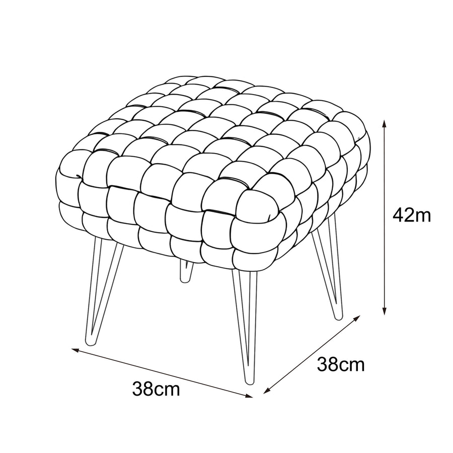Sitzhocker – DOTTY – Geflochtener Samthocker im modernen Boho Stil