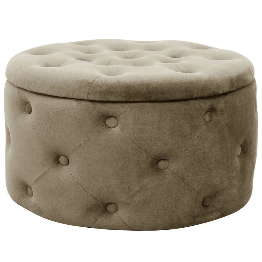 Sitzhocker – ALIA – Samt Pouf mit Stauraum und eleganter Steppung