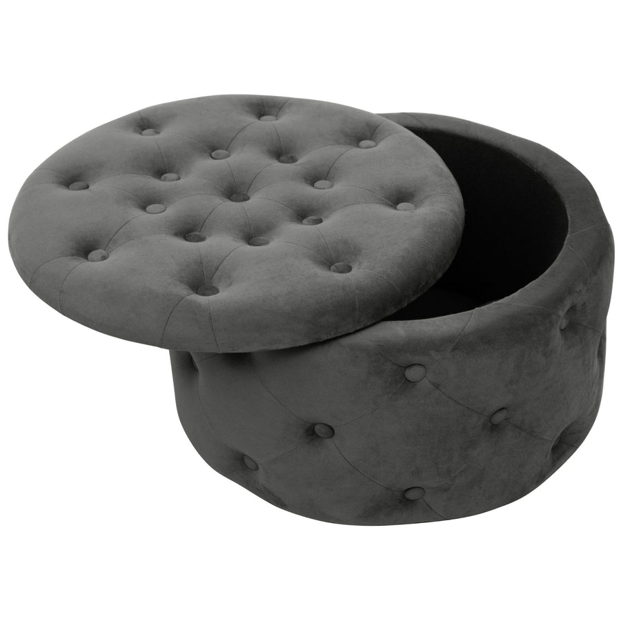 Sitzhocker – ALIA – Samt Pouf mit Stauraum und eleganter Steppung