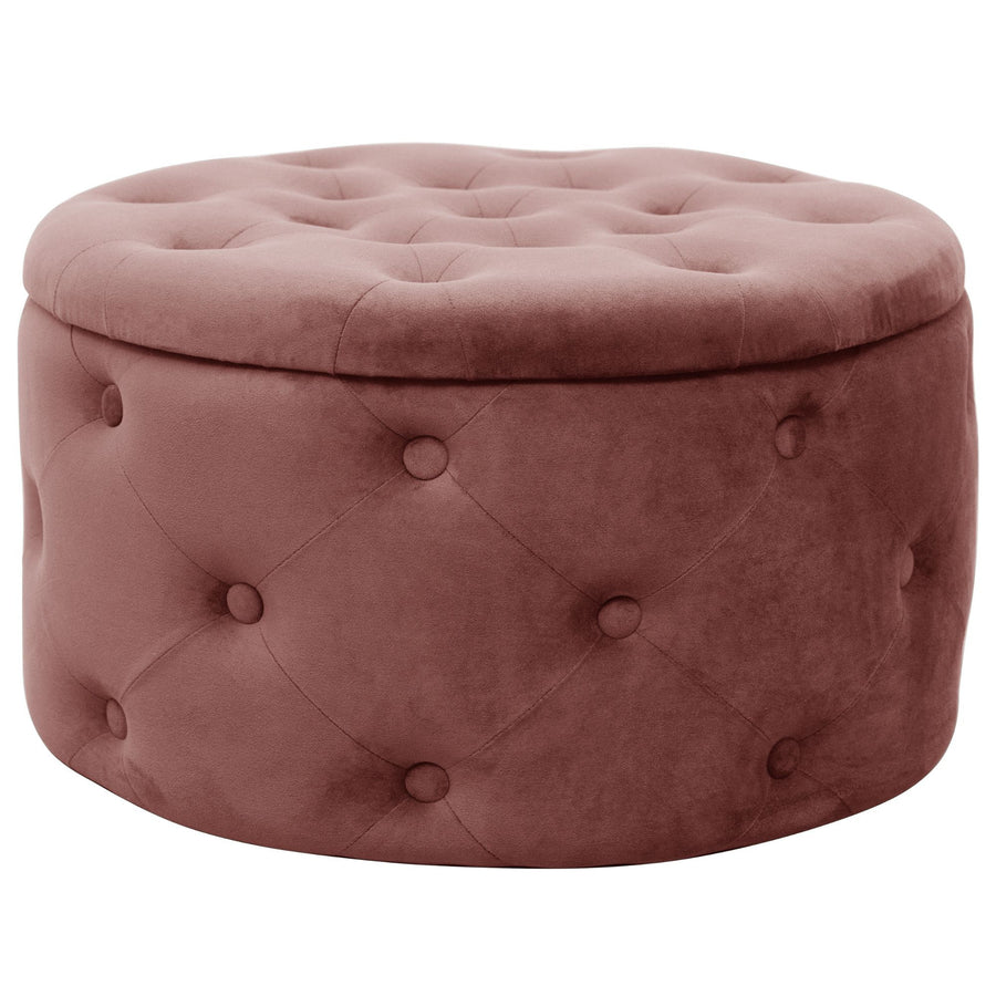Sitzhocker – ALIA – Samt Pouf mit Stauraum und eleganter Steppung