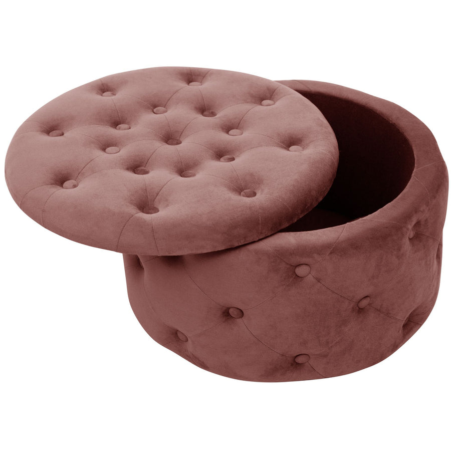 Sitzhocker – ALIA – Samt Pouf mit Stauraum und eleganter Steppung