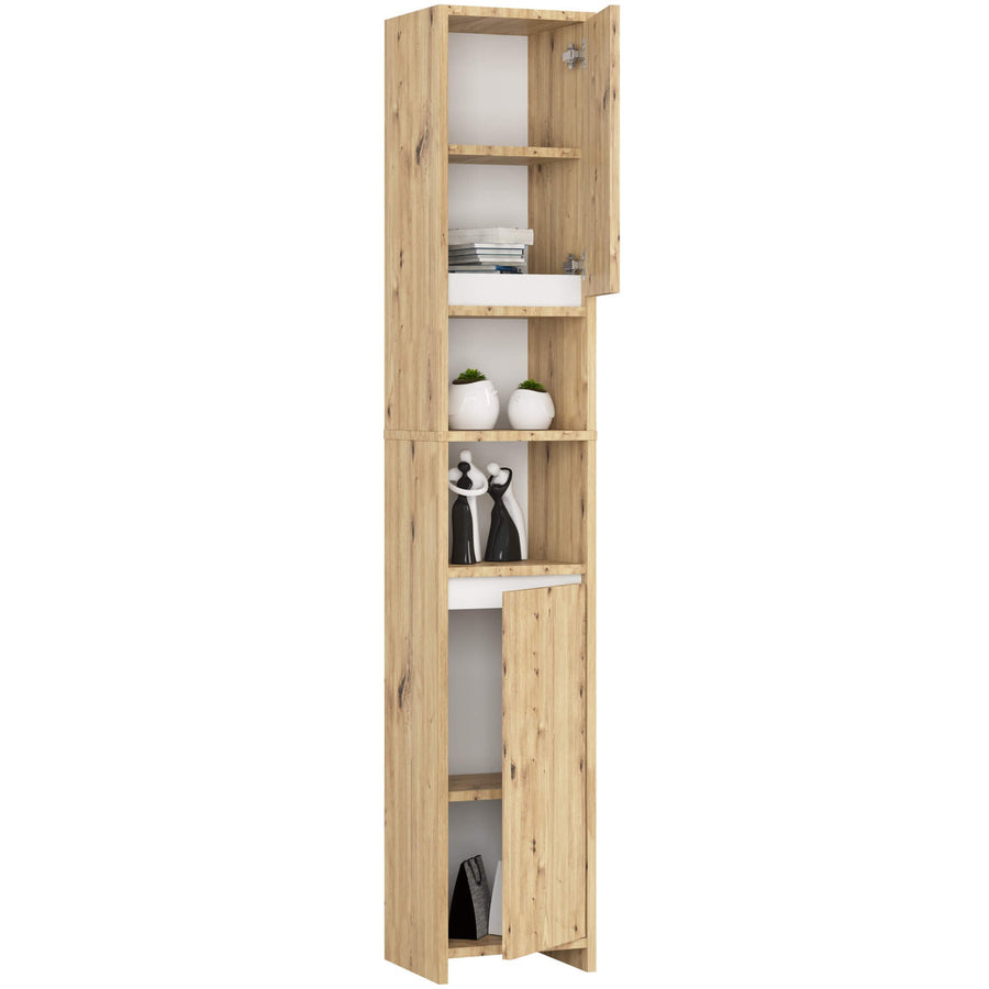 Badezimmerschrank – UNI – Hoher Badschrank mit praktischem Stauraum und moderner Aufteilung
