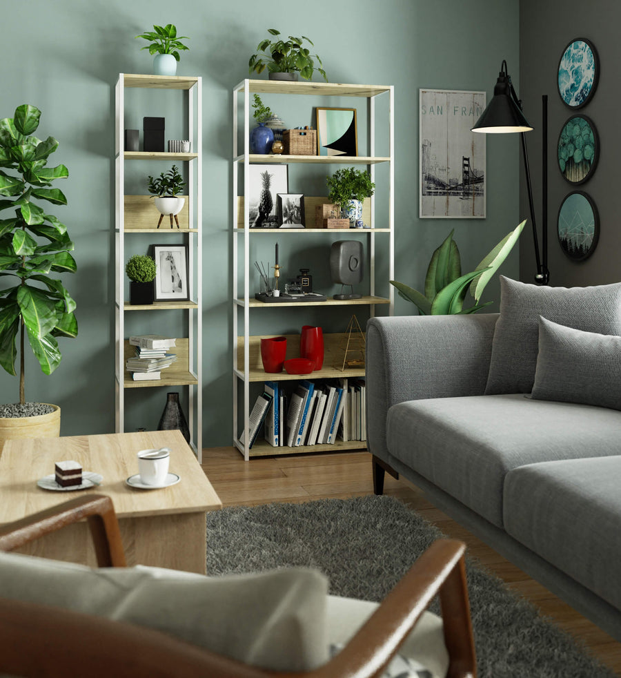 Regal – LOFT – Schmales Metallregal mit sechs offenen Ablagen