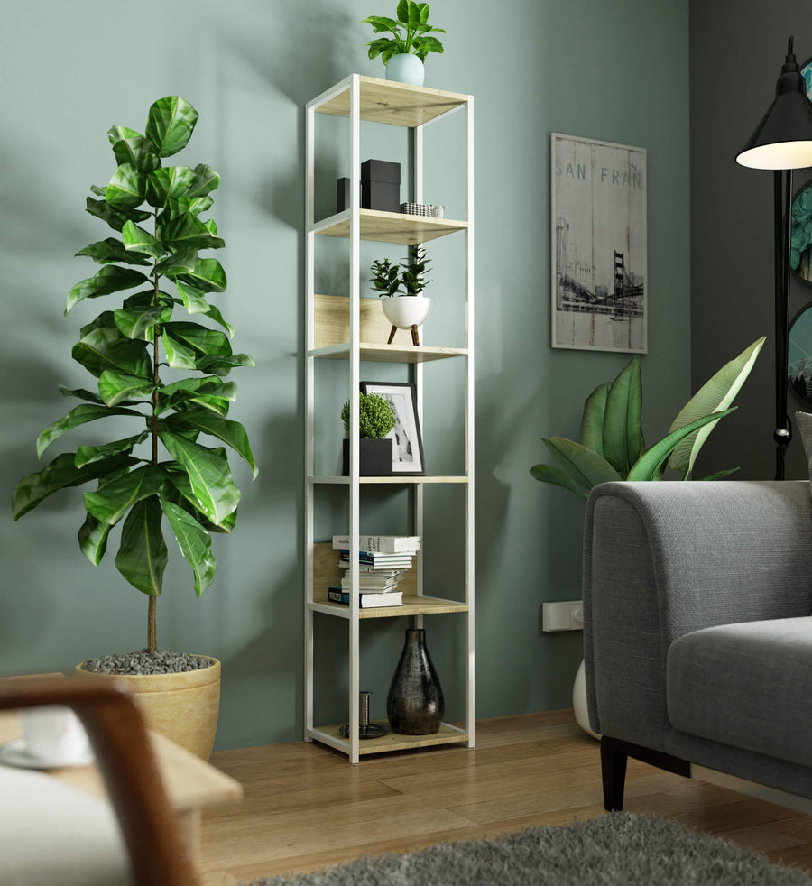 Regal – LOFT – Schmales Metallregal mit sechs offenen Ablagen