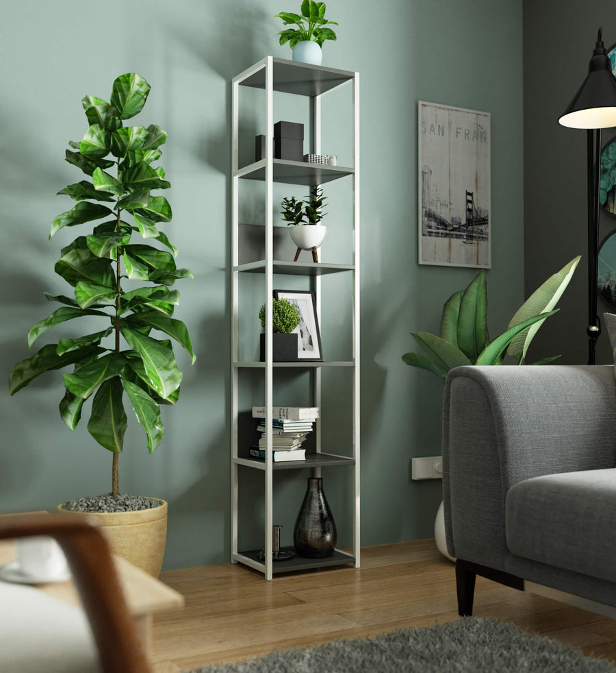 Regal – LOFT – Schmales Metallregal mit sechs offenen Ablagen