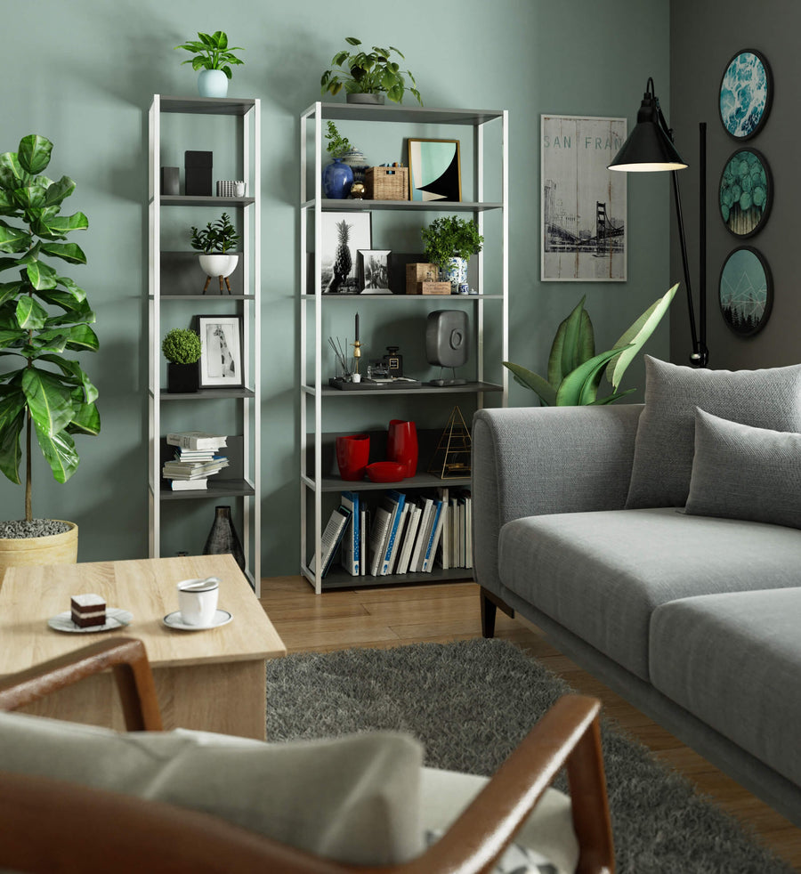 Regal – LOFT – Schmales Metallregal mit sechs offenen Ablagen