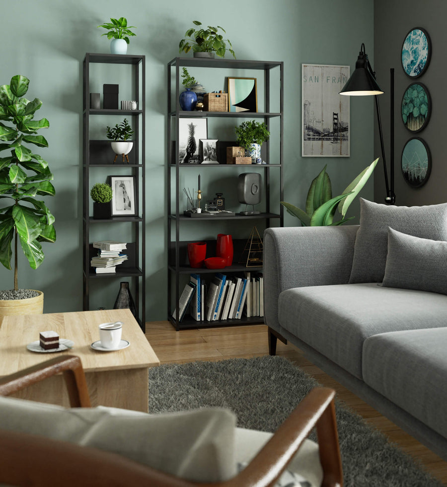 Regal – LOFT – Schmales Metallregal mit sechs offenen Ablagen