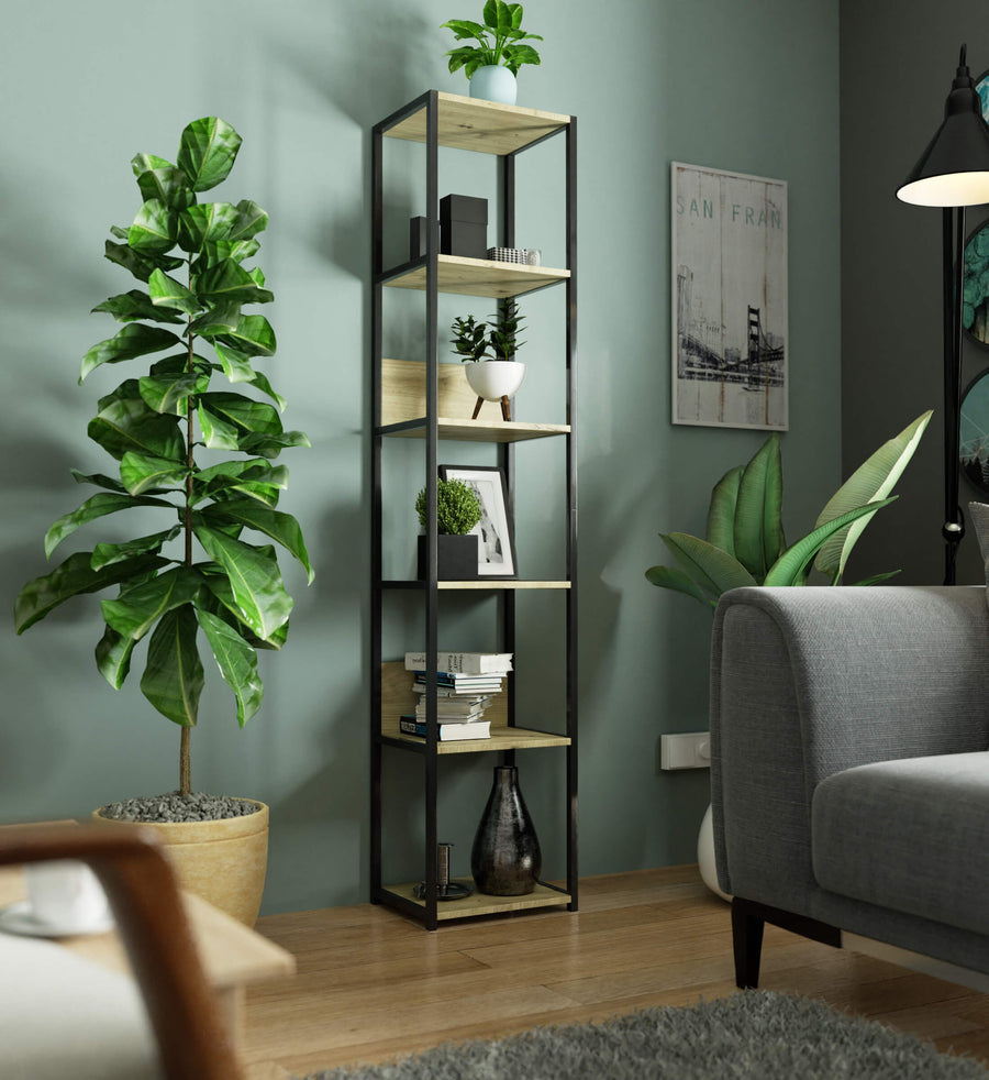 Regal – LOFT – Schmales Metallregal mit sechs offenen Ablagen