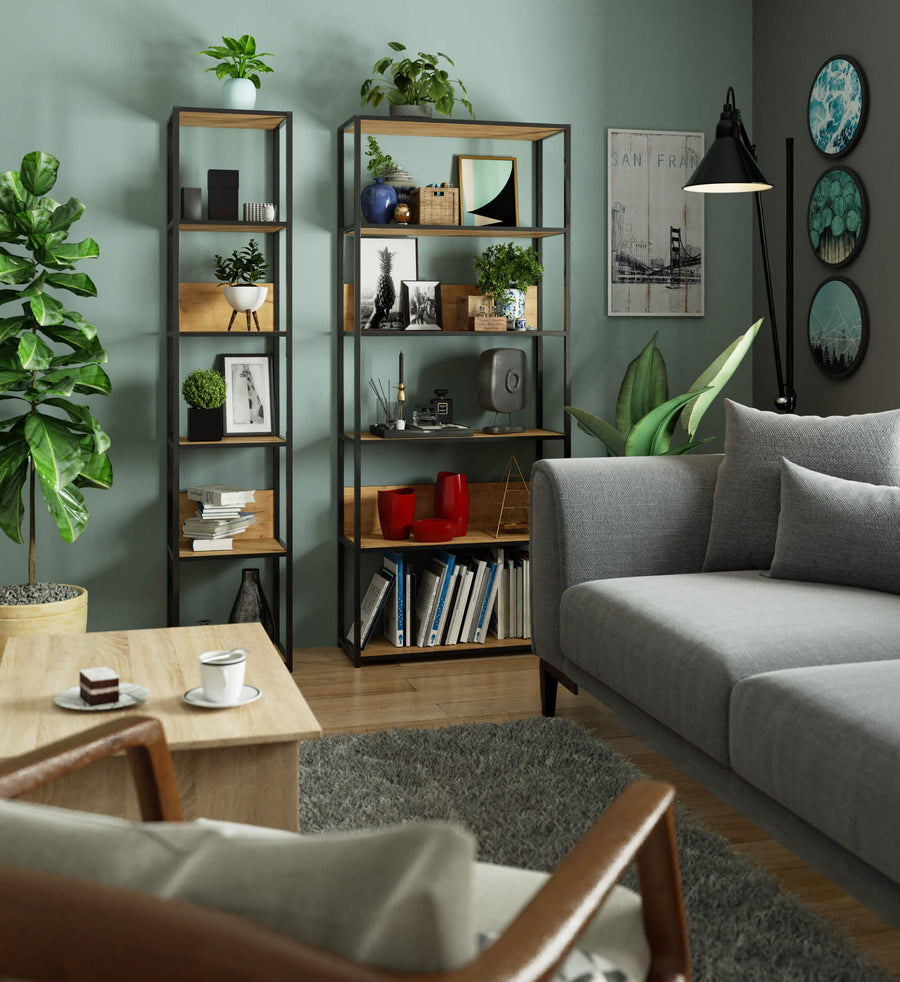 Regal – LOFT – Schmales Metallregal mit sechs offenen Ablagen