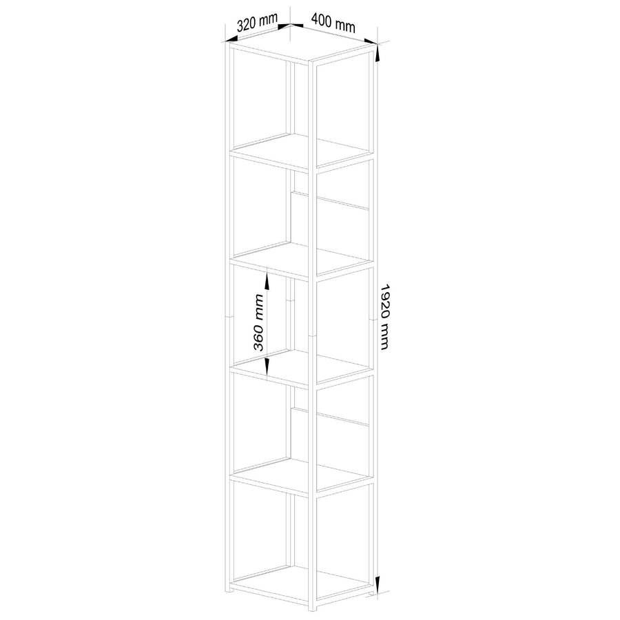 Regal – LOFT – Schmales Metallregal mit sechs offenen Ablagen