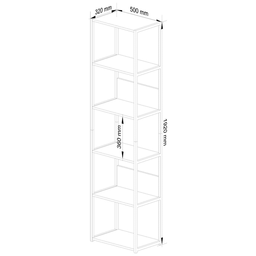 Regal – LOFT – Schmales Metallregal mit sechs offenen Ablagen