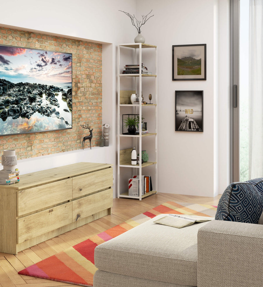 Regal – LOFT – Schmales Metallregal mit sechs offenen Ablagen