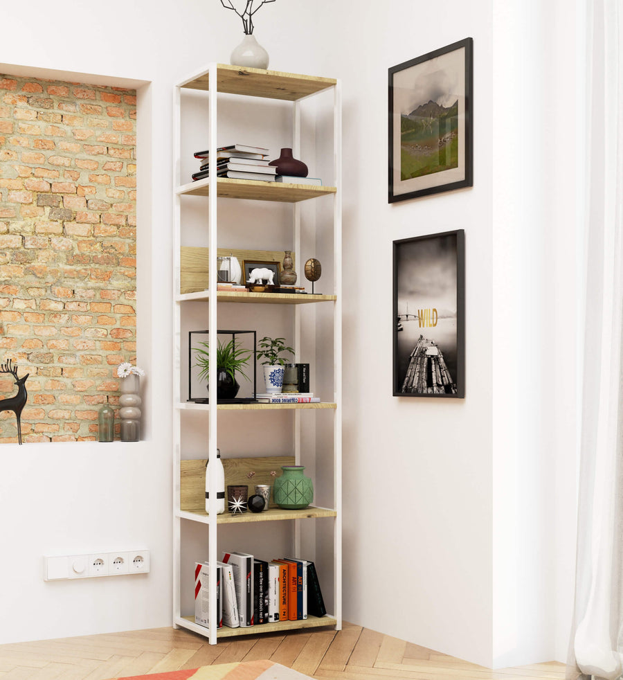 Regal – LOFT – Schmales Metallregal mit sechs offenen Ablagen