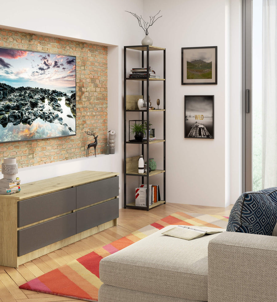 Regal – LOFT – Schmales Metallregal mit sechs offenen Ablagen