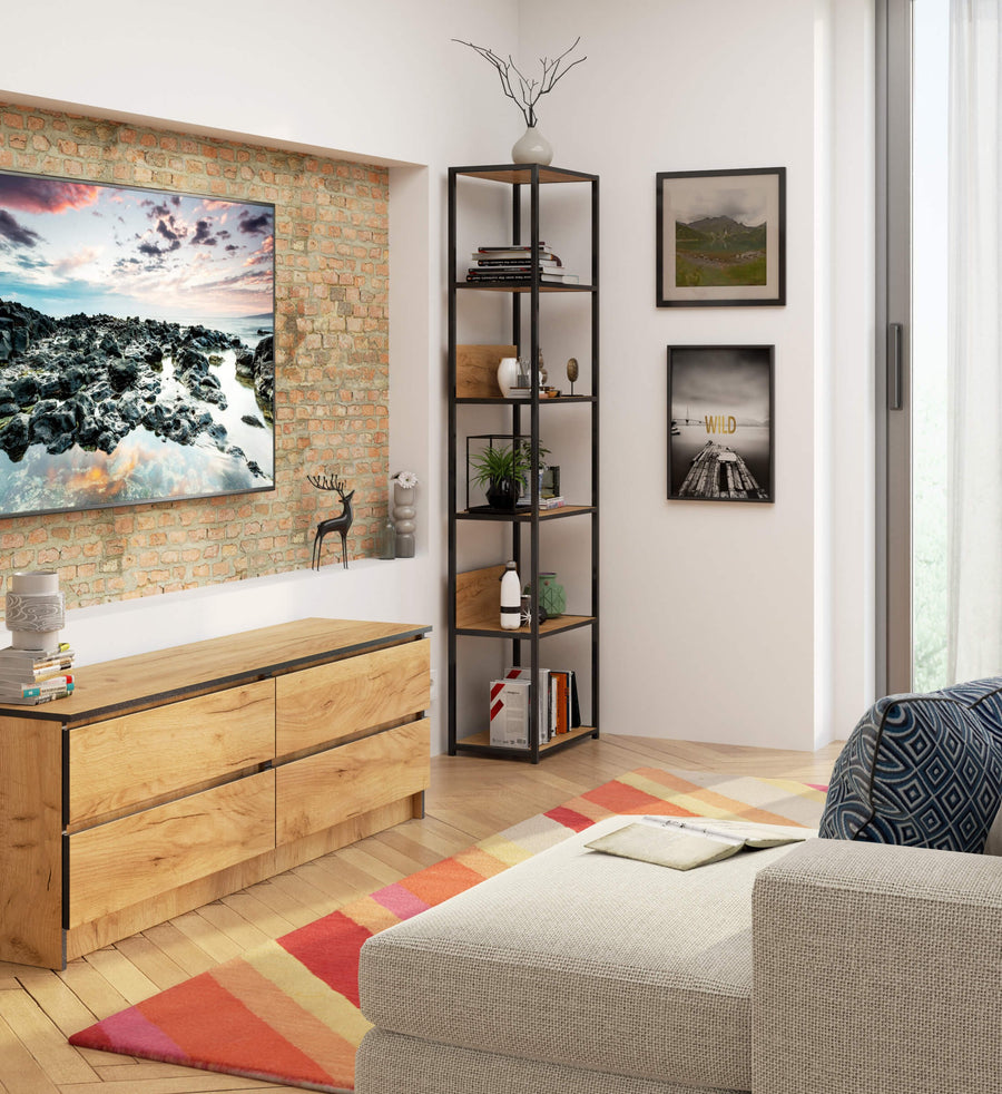 Regal – LOFT – Schmales Metallregal mit sechs offenen Ablagen