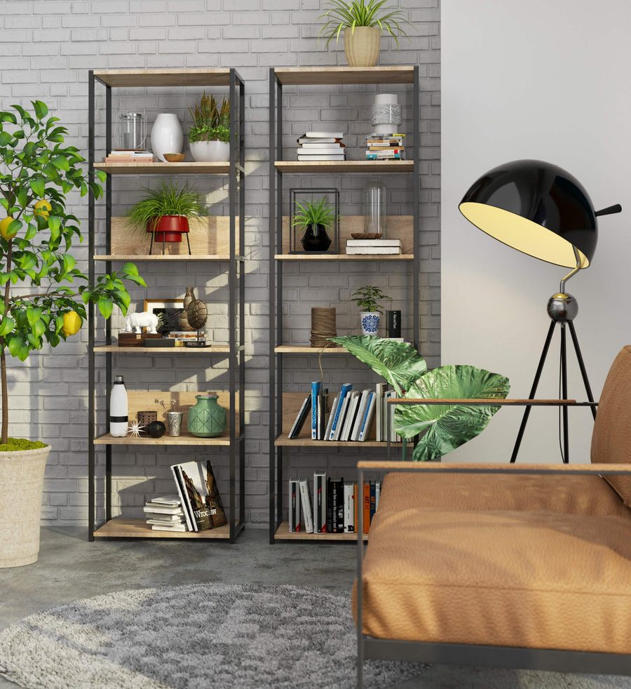 Regal – LOFT – Breites Metallregal mit sechs offenen Ablagen