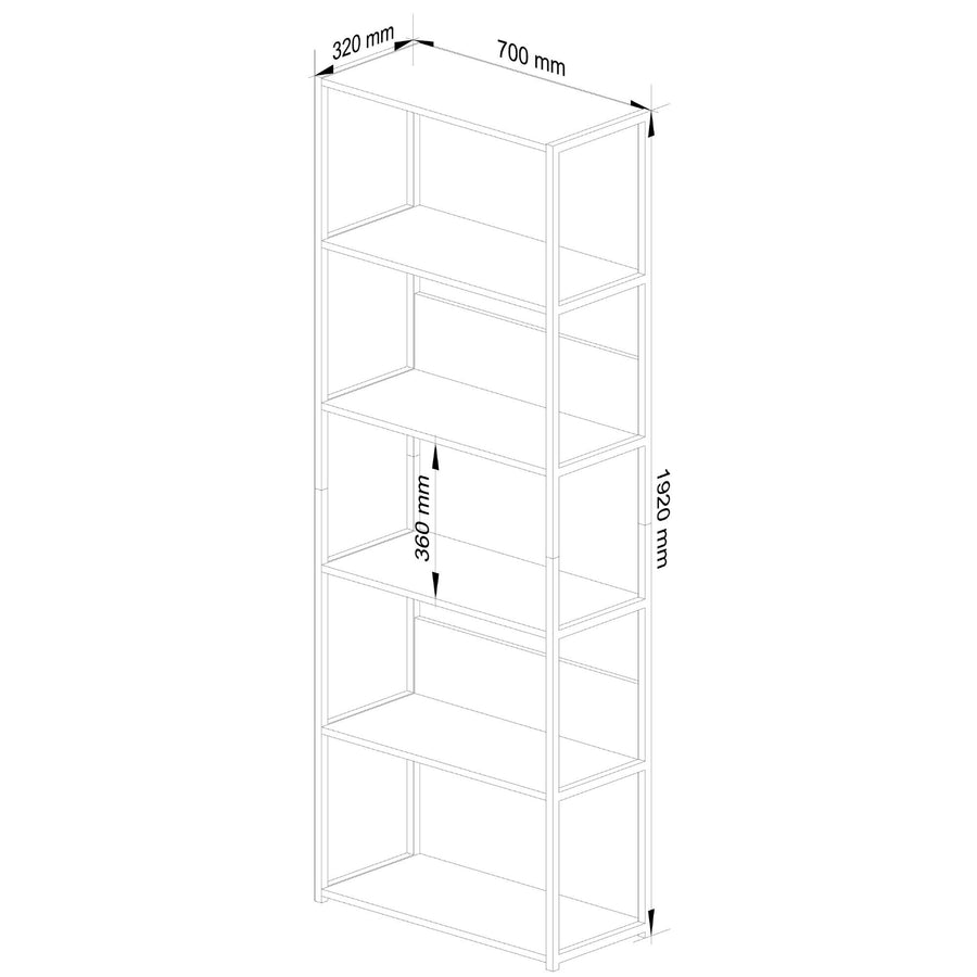 Regal – LOFT – Breites Metallregal mit sechs offenen Ablagen