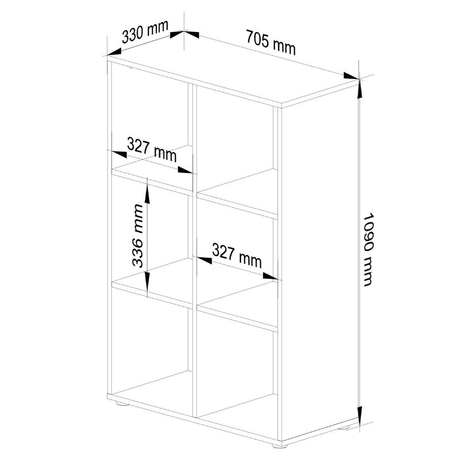 Regal – QUAD – Modernes Standregal mit 6 offenen Fächern und funktionalem Design