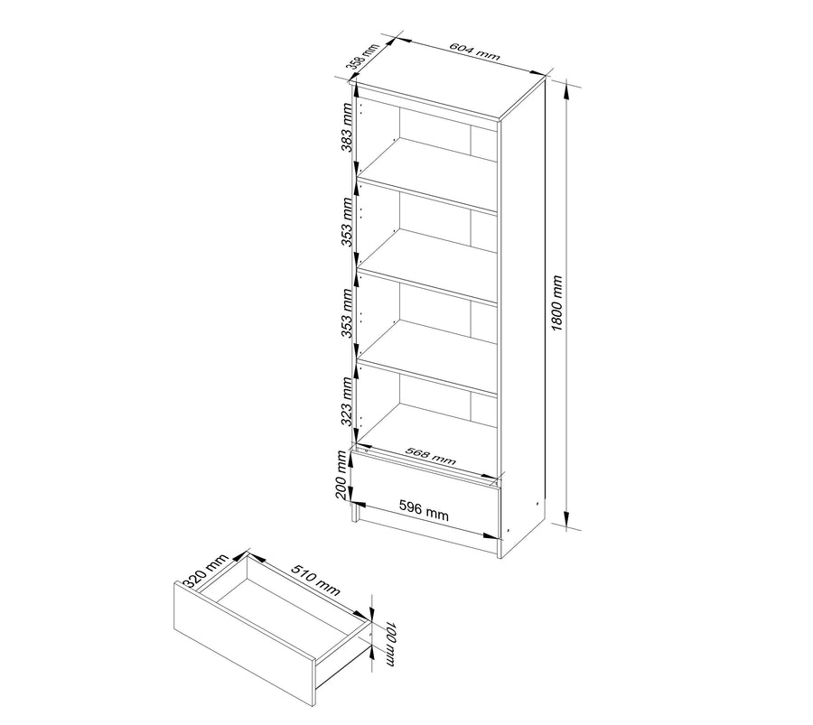 Regal – CLP – Platzsparendes Design mit Schublade für Büro & Wohnraum